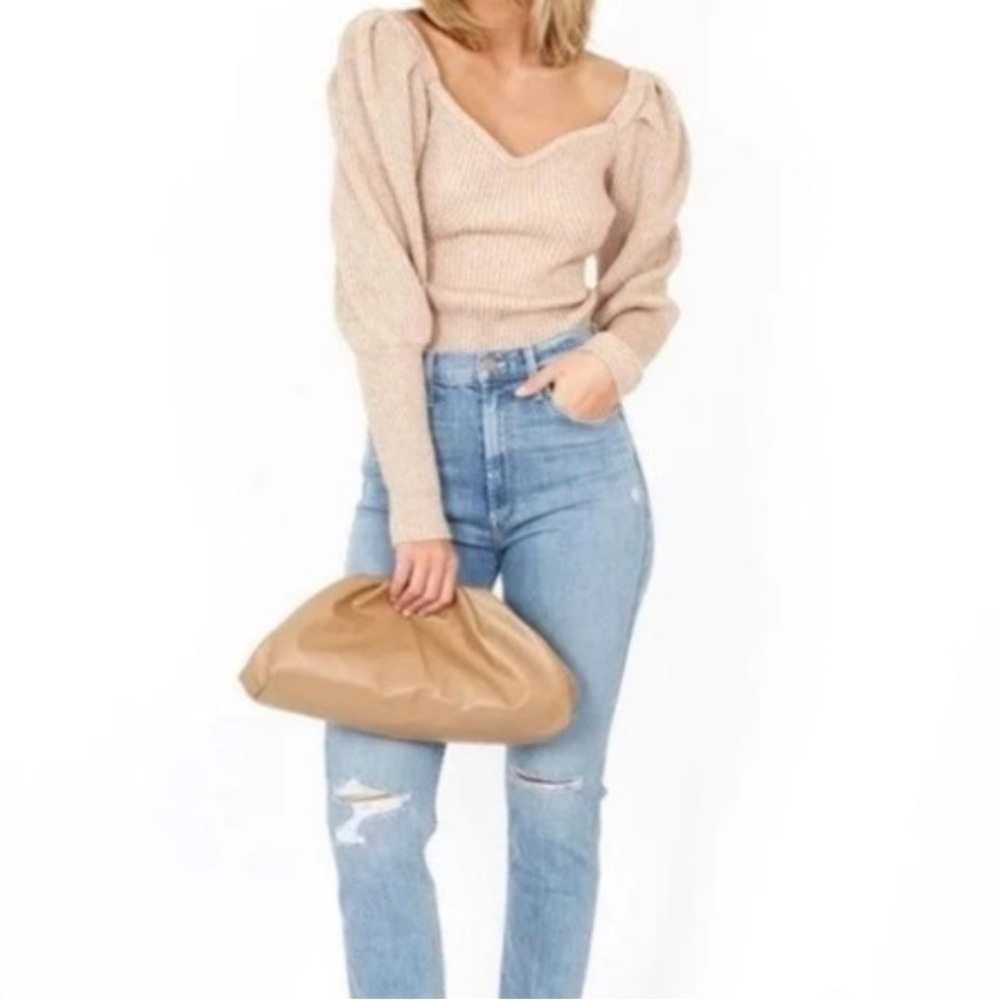 Astr V-Neck Ribbed Sweater - Tan - Picture 2 of 11